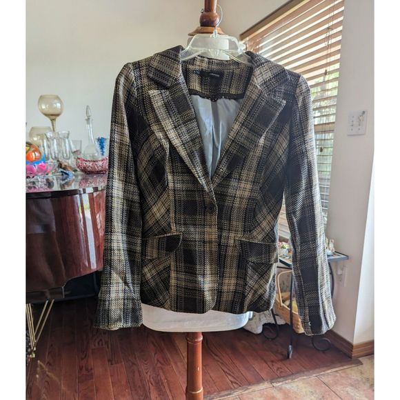 Maurices tweed brown plaid blazer   Sz S - Picture 1 of 10